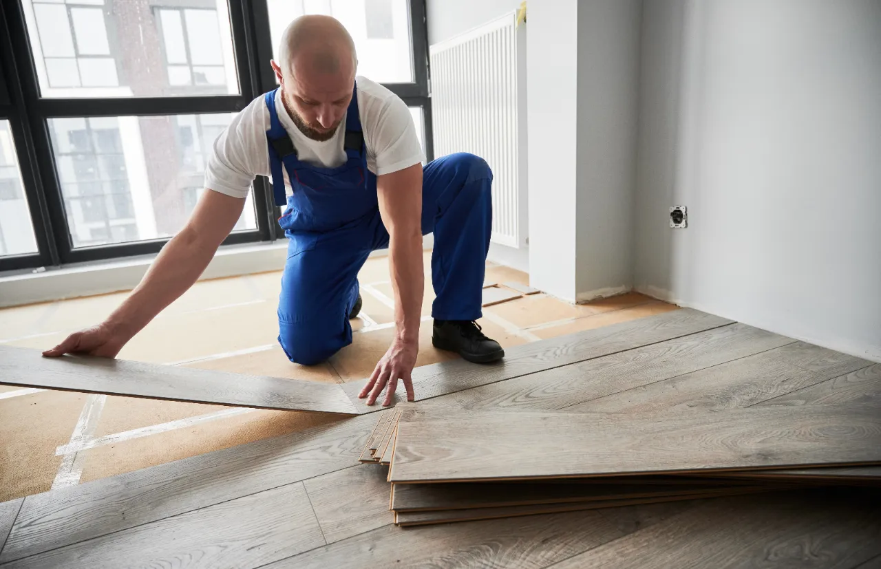 Hardwood and laminate flooring samples in a Connecticut home